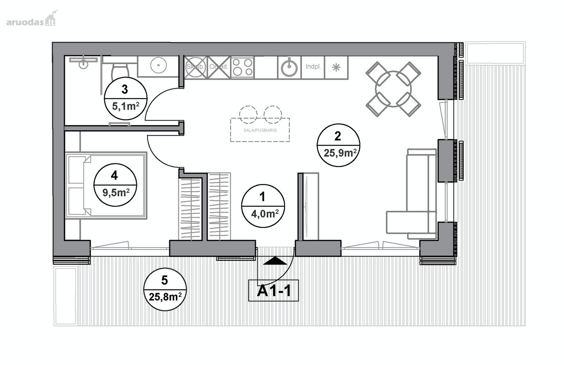Vila Lagūna, apartametai A1-1.