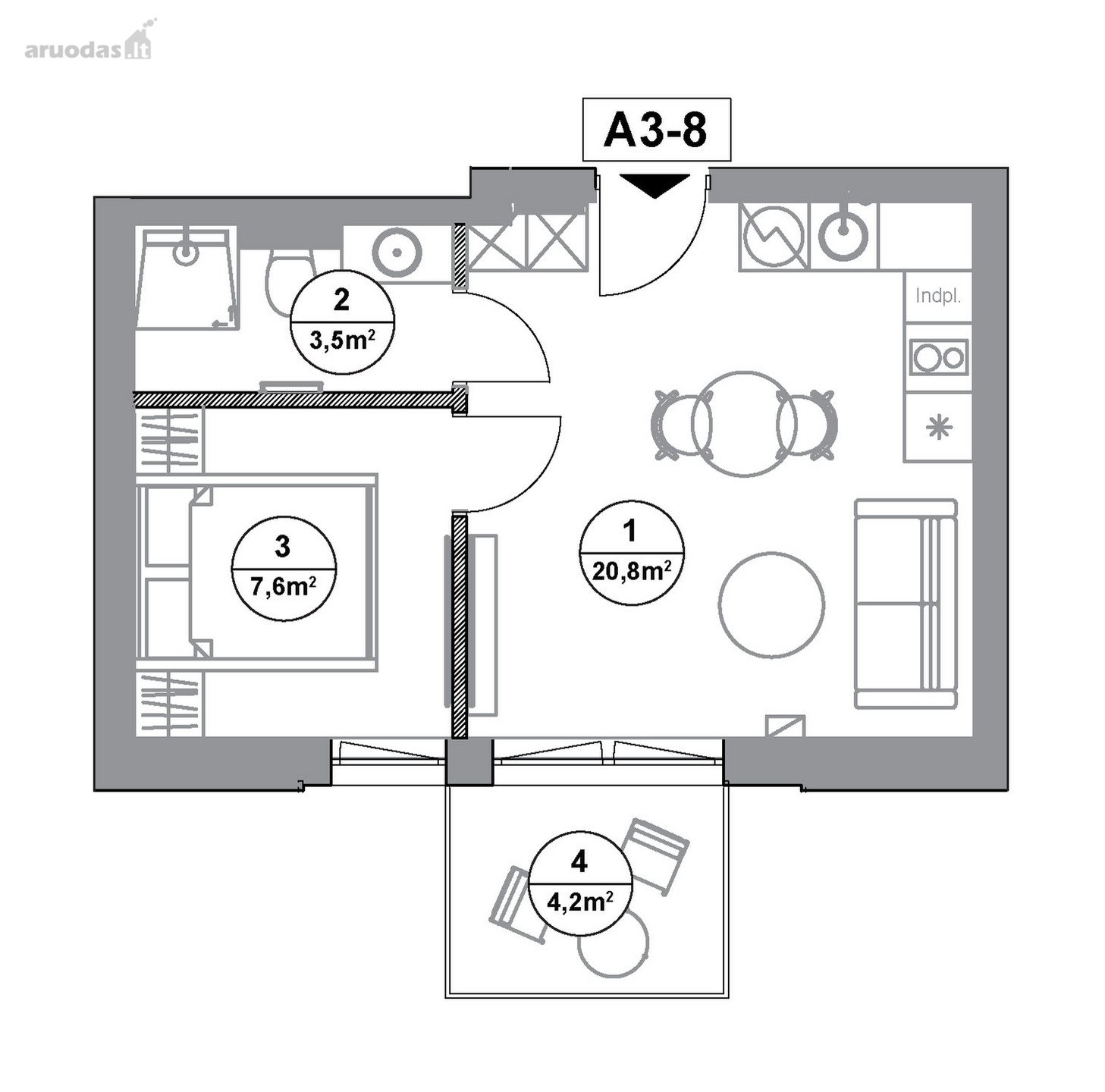 Vila "Aura, apartamentai A3-8