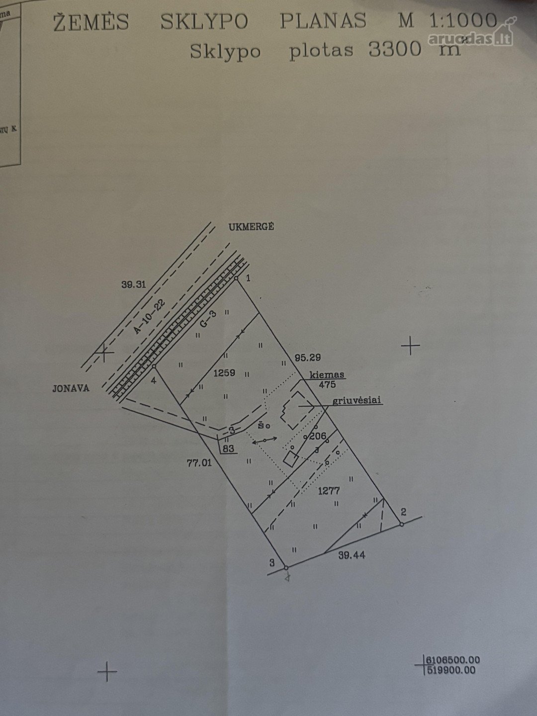 Parduodamas 0,3300 ha (33 arų) žemės ūkio