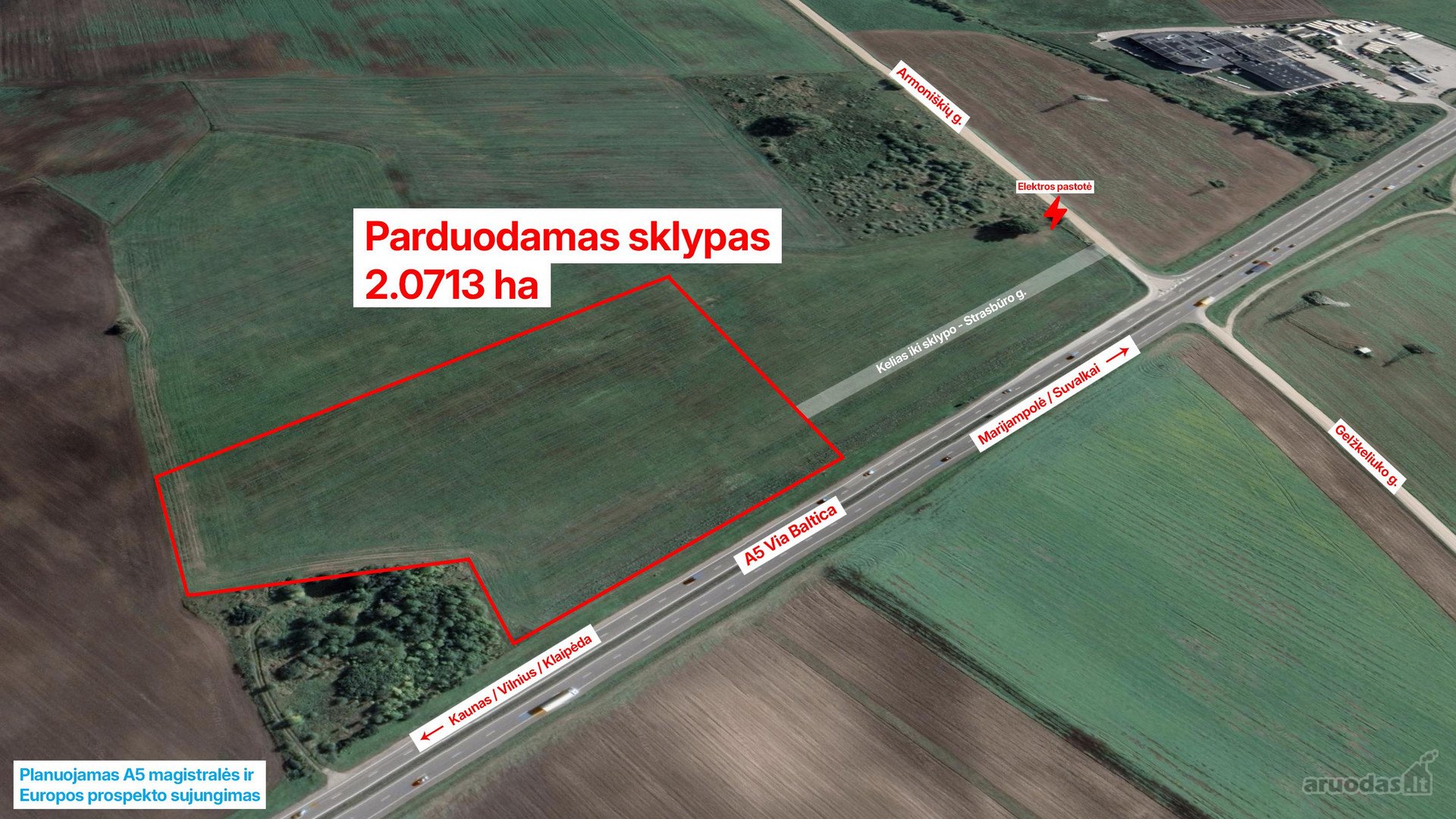 Parduodamas 2,0713 ha žemės sklypas