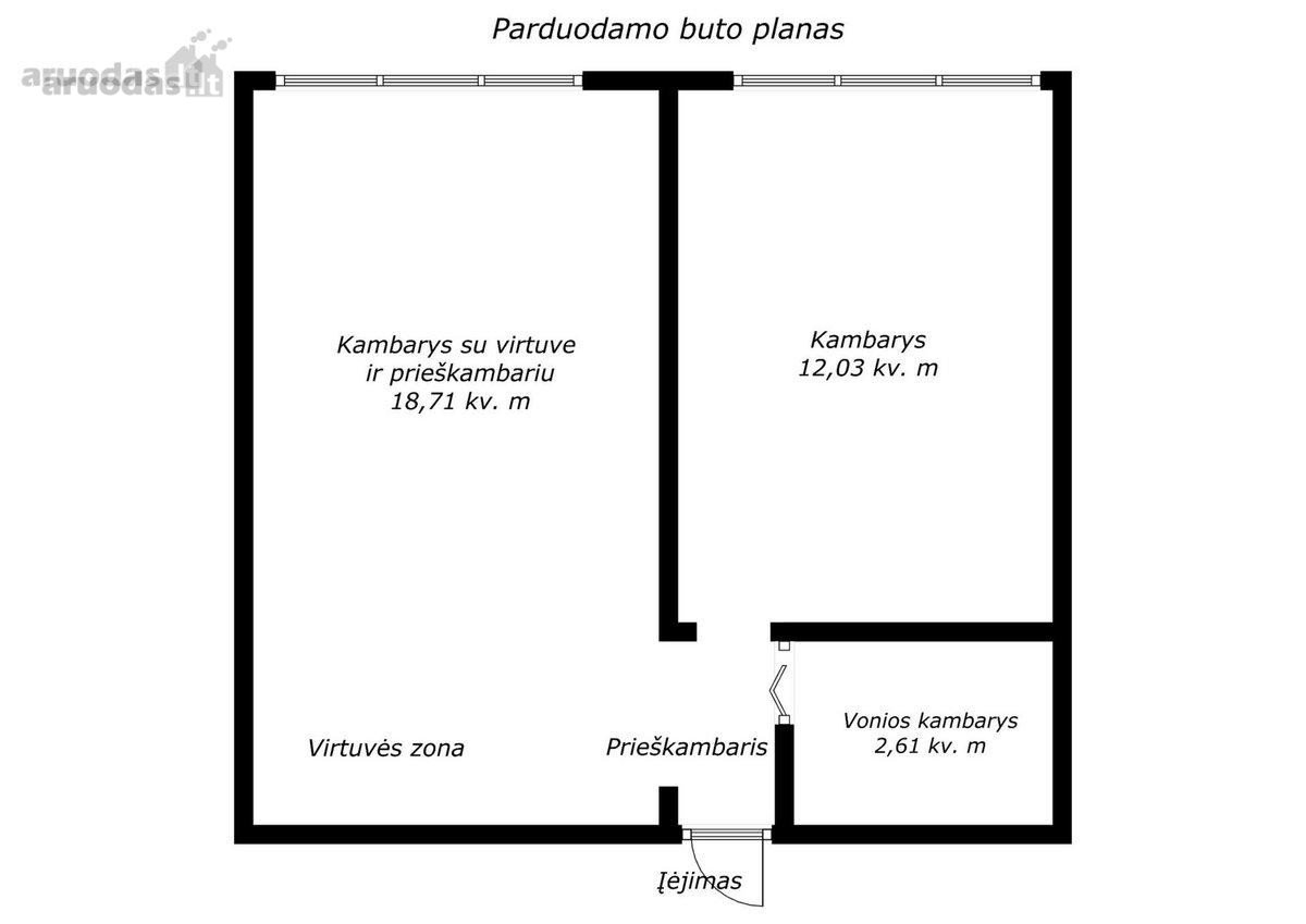 *Parduodamas dviejų kambarių butas
