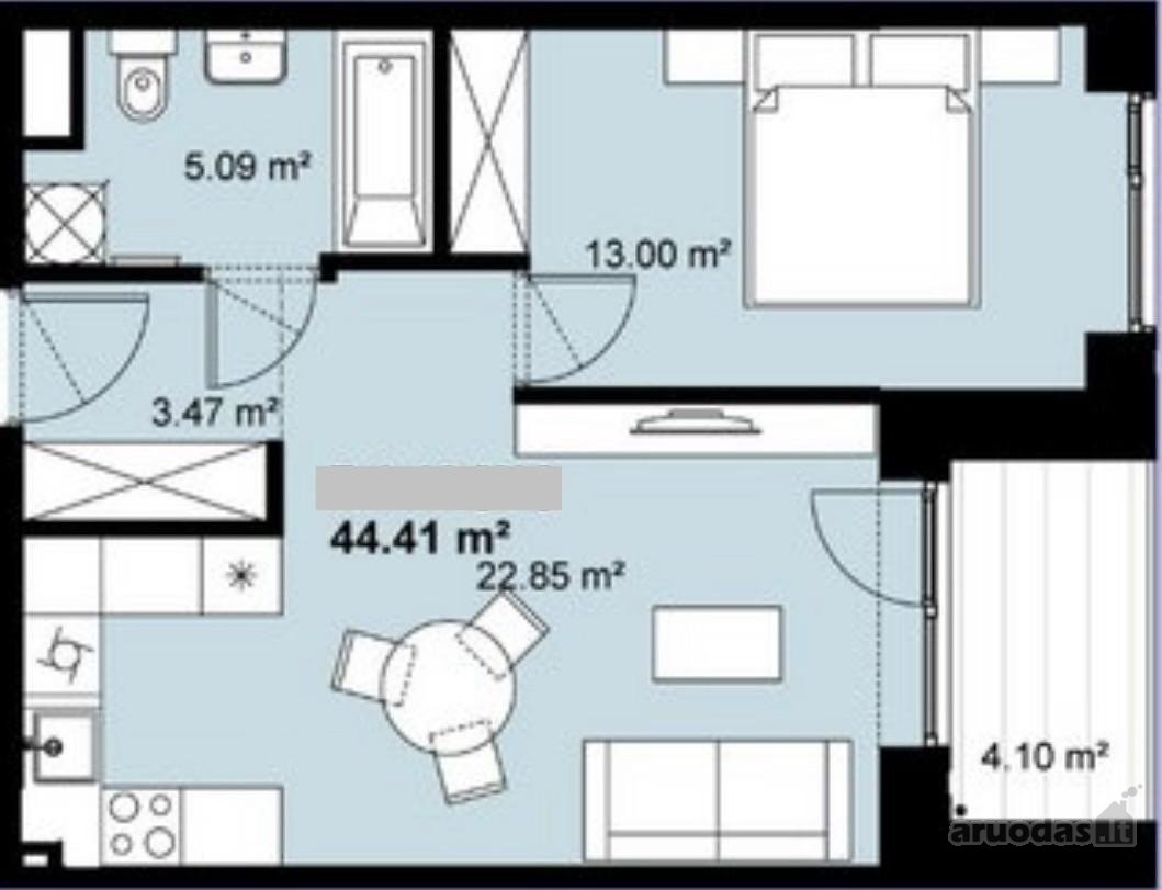 Parduodamas 44,5 m² ploto butas 2 aukšte