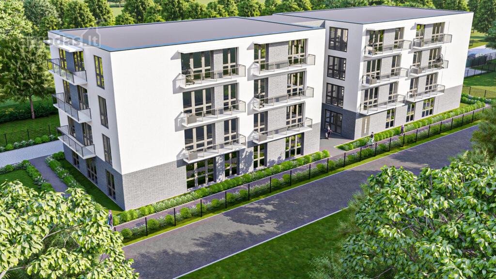 Projektą sudaro trys daugiabučiai. Pastatai