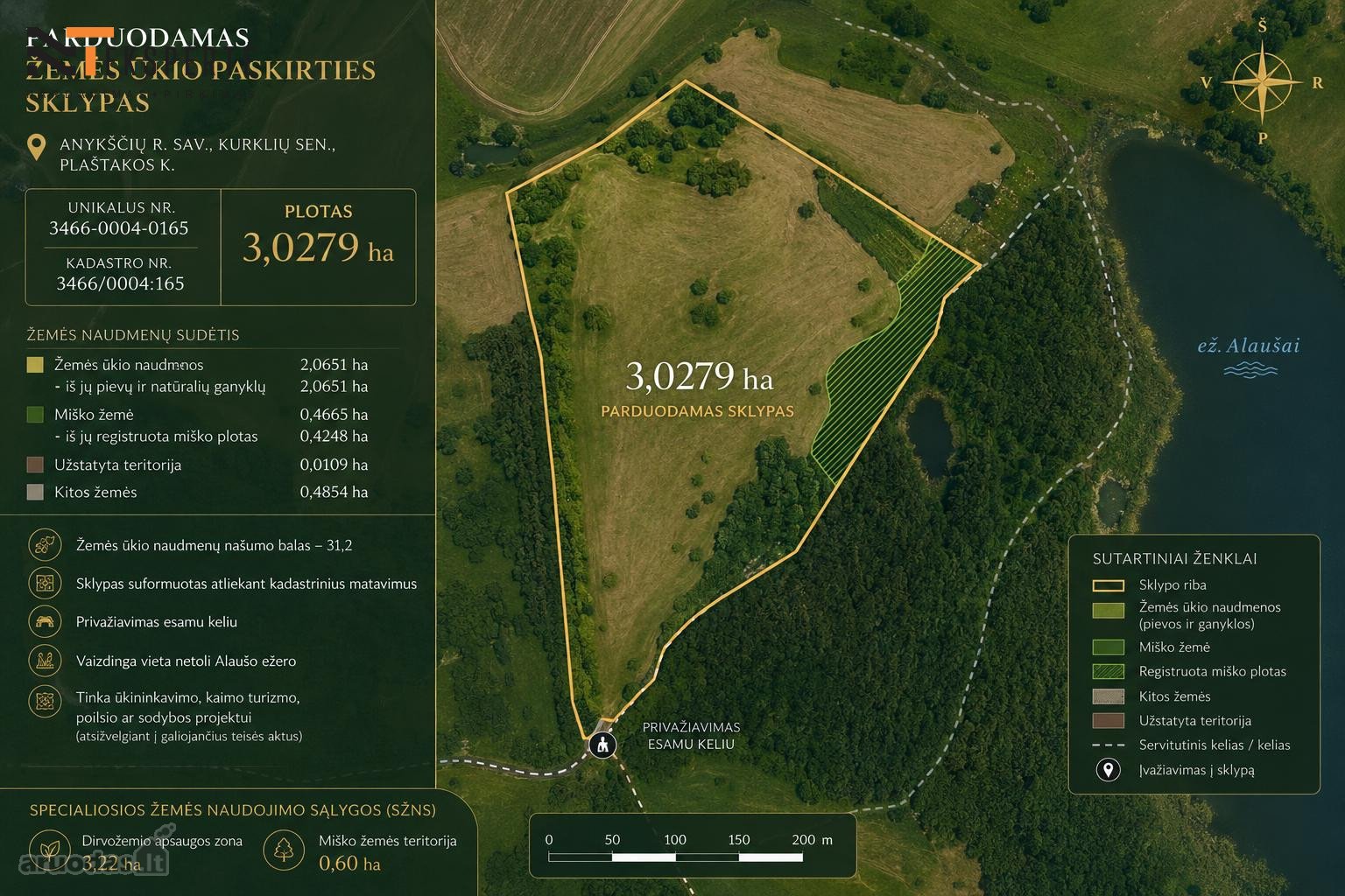 Parduodamas 3,0279 ha žemės ūkio paskirties