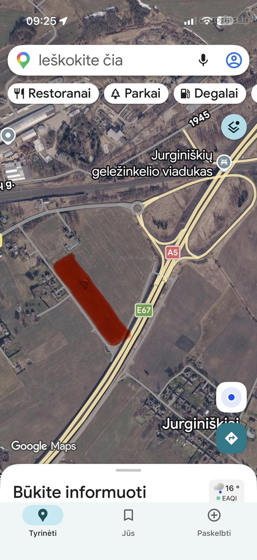 Prie autostrados, su nuovažomis į Kauno ir