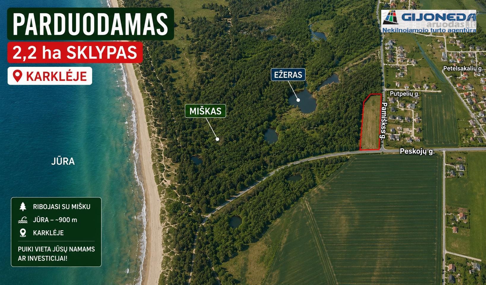 Parduodamas 2,2 Ha Sklypas Karklėje – Iki