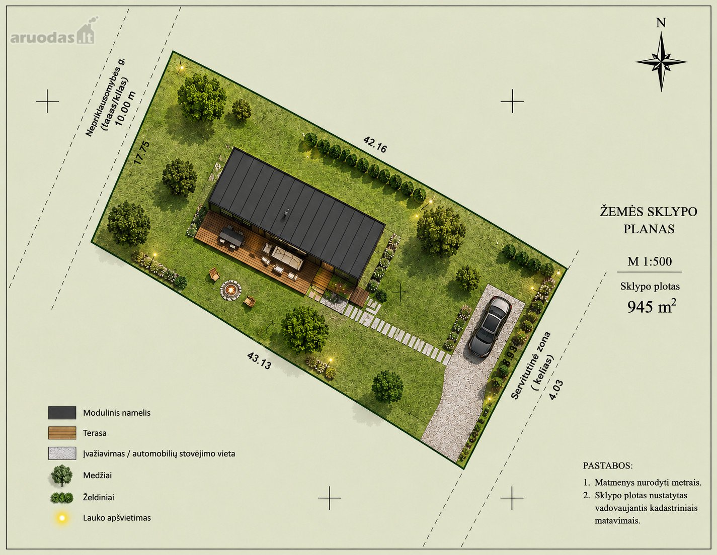 Parduodamas lygus 9,45 arų sklypas - puikus