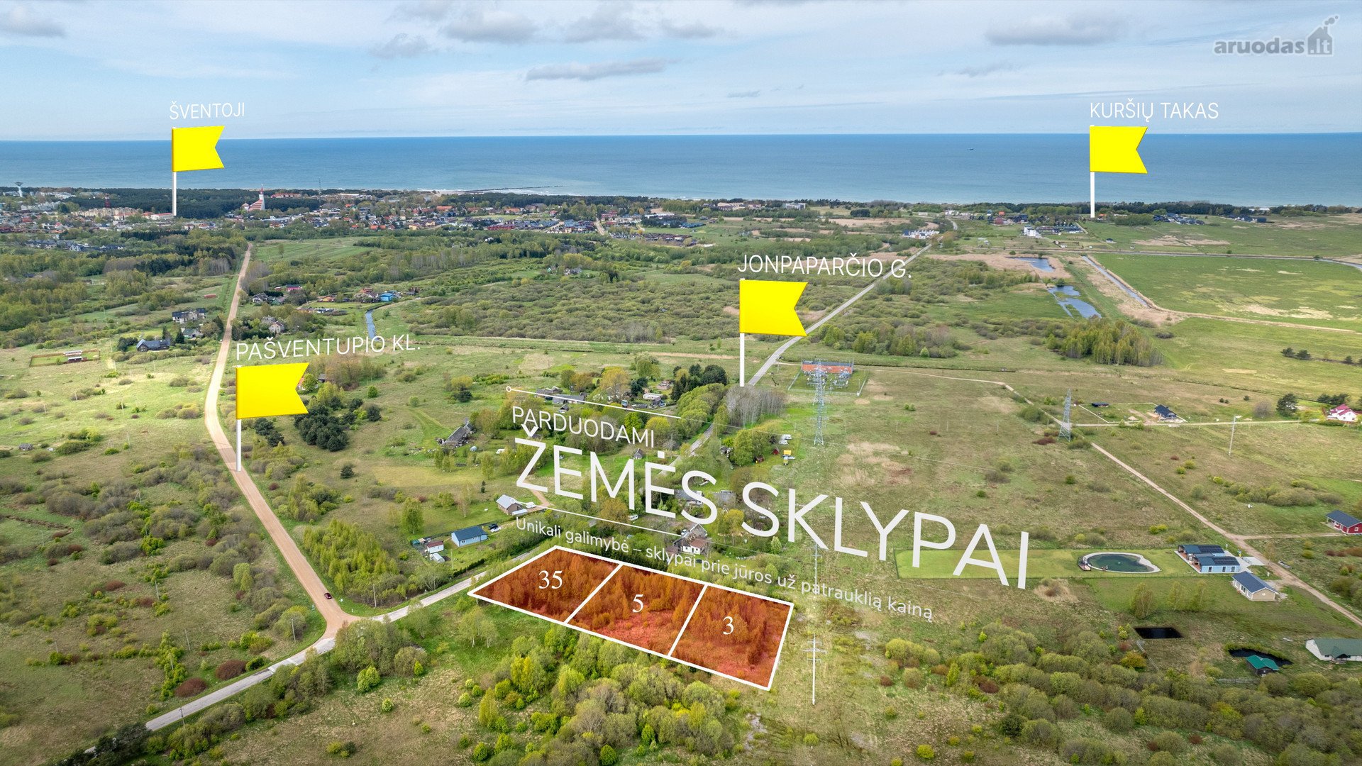 Parduodami trys 20 arų namų valdos sklypai