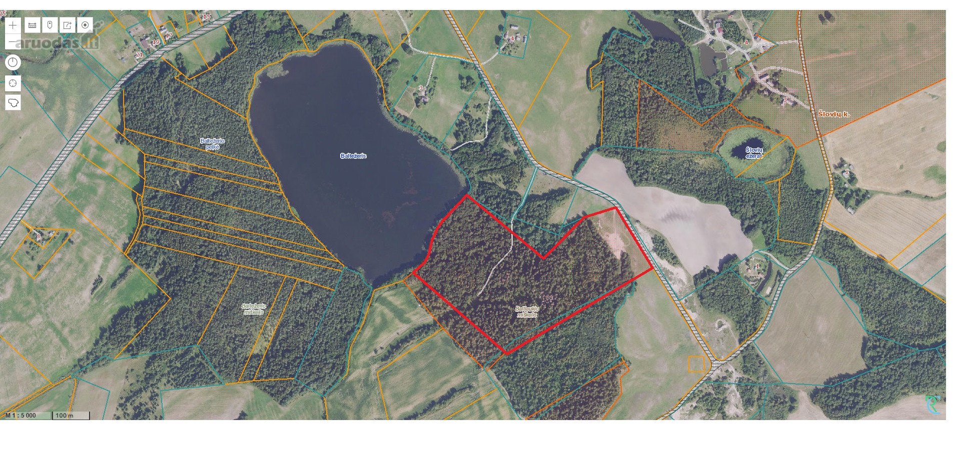 Telšių rajone 13,5 Ha sklypas ant Baltežerio