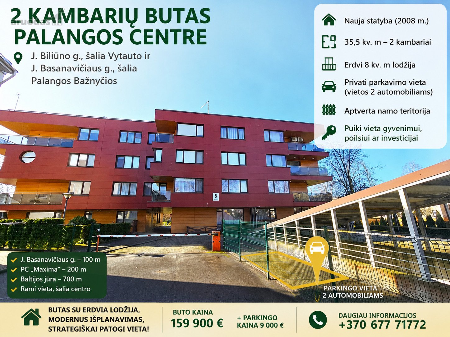 2 Kambarių Butas Palangos Centre – J. Biliūno G.