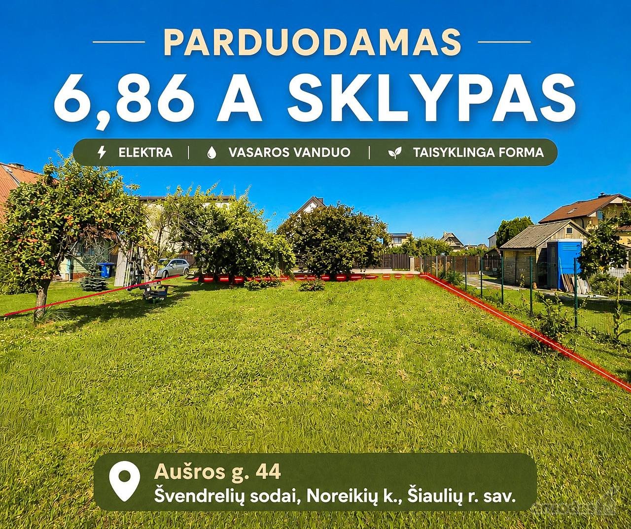 Parduodamas 6,86 Aro Sklypas Šiaulių R.,