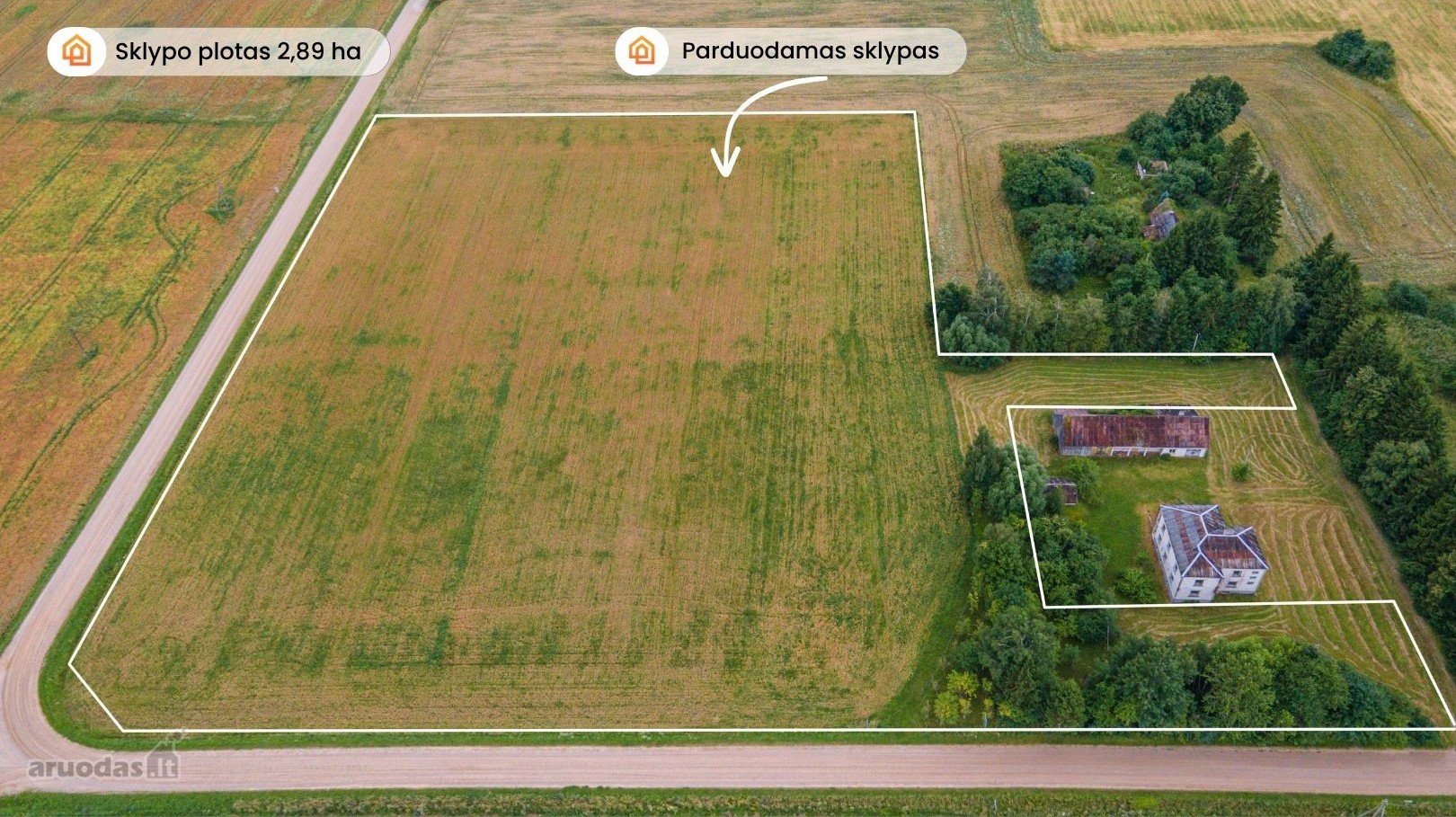 Parduodamas 2,89 ha žemės ūkio paskirties