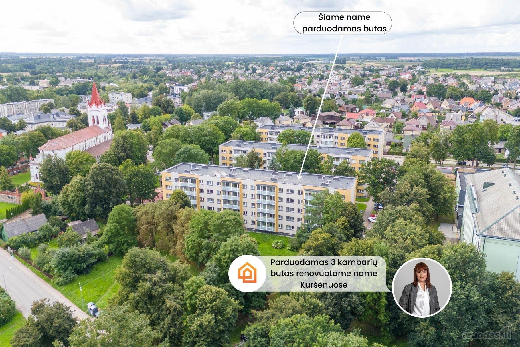 Parduodamas erdvus ir šviesus 3 kambarių