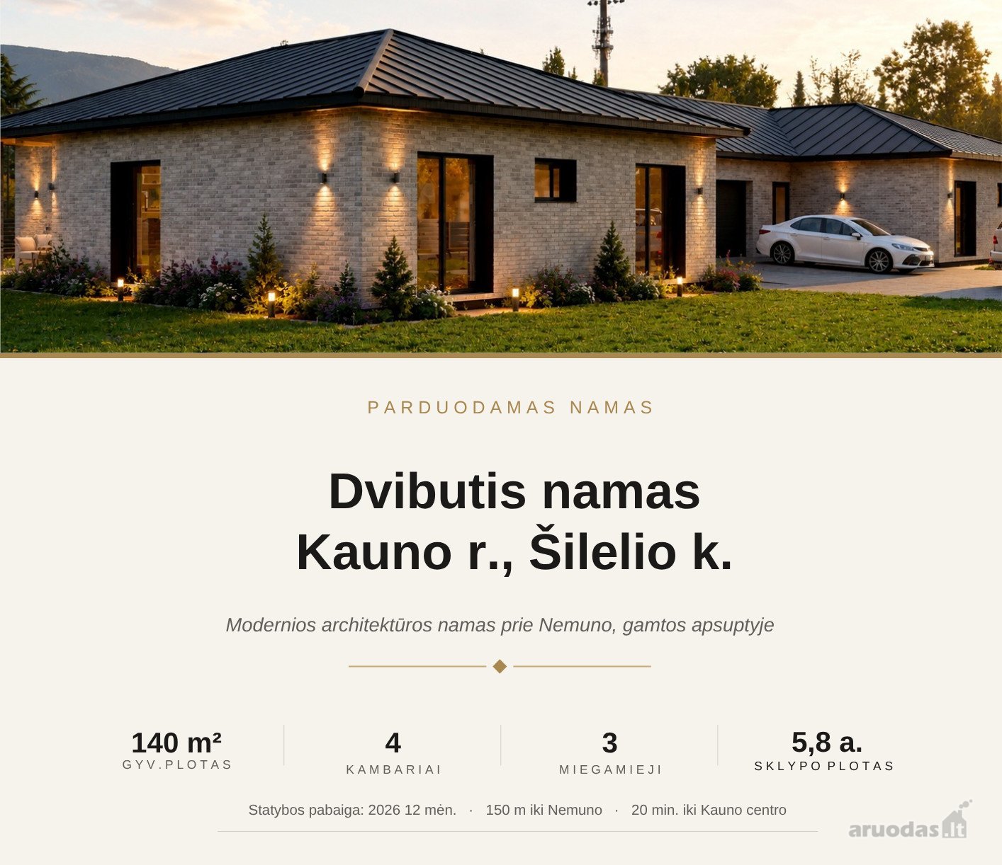 Modernus A++ klasės vieno aukšto dvibutis