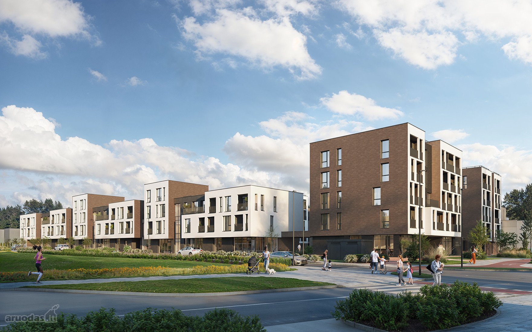 Naujame mažaaukštės statybos gyvenamųjų namų