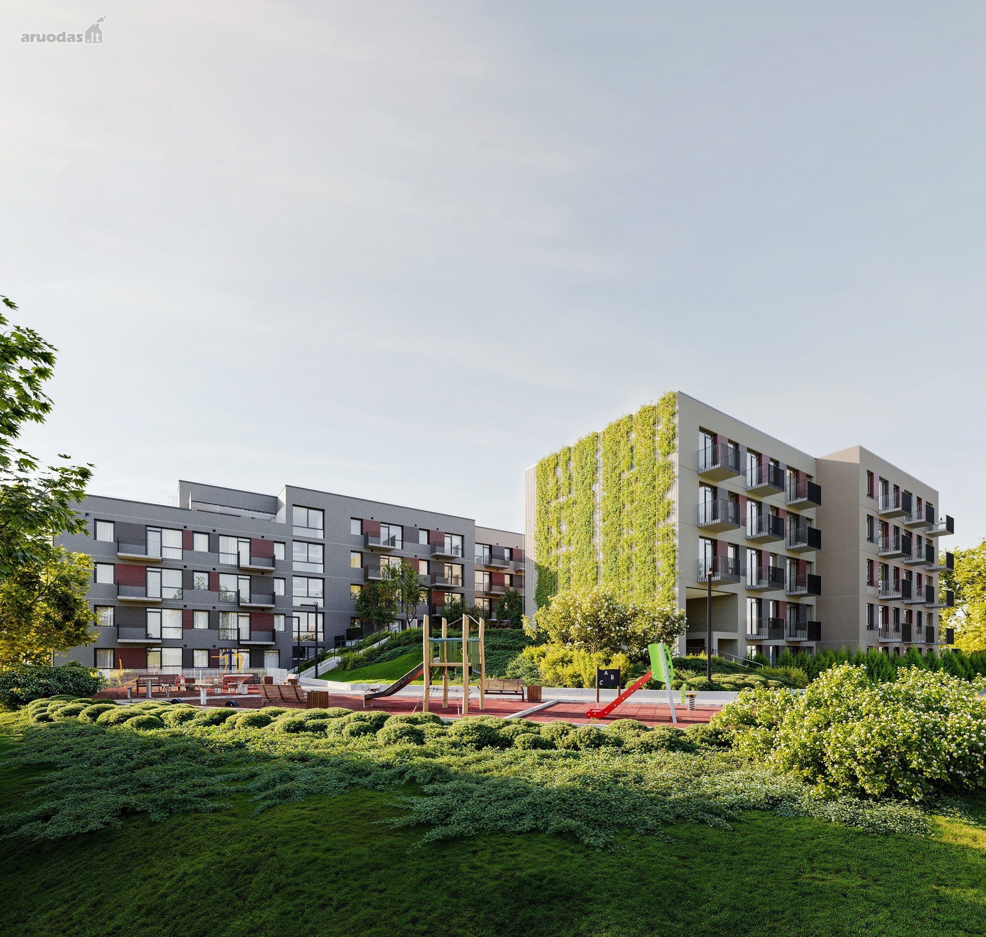 73,70 m² trijų kambarių butas su dviem