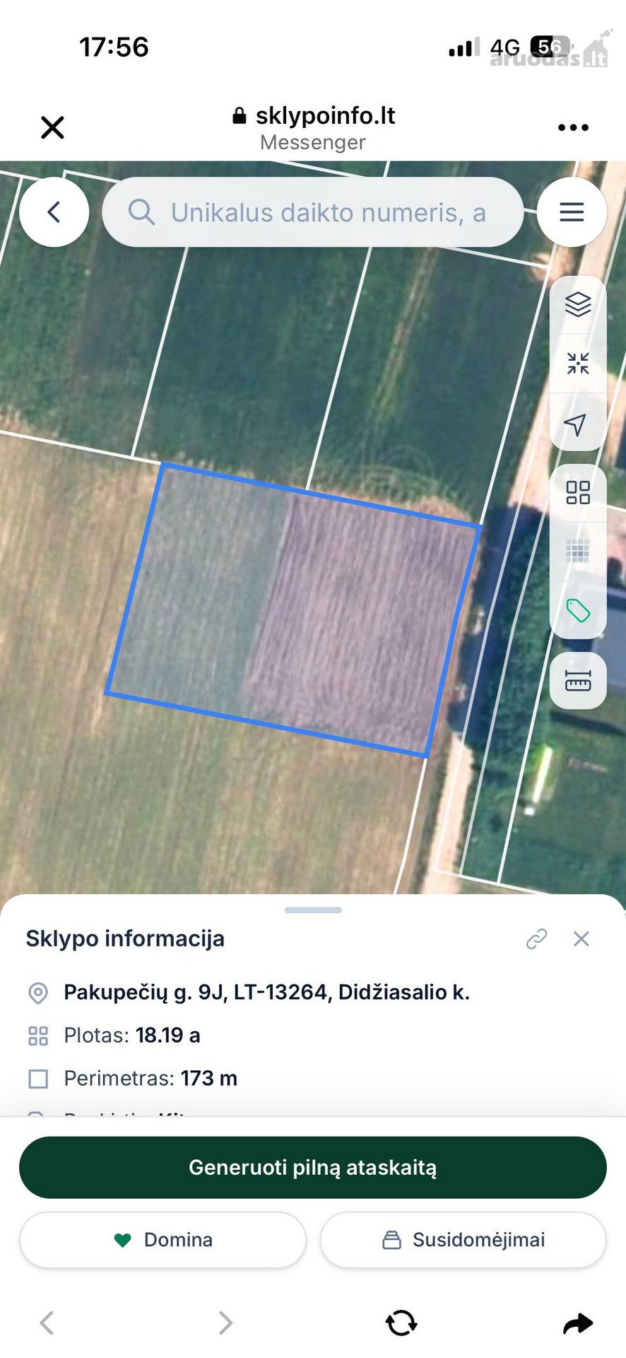Parduodamas 18,19 a sklypas Didžiasalio k.,