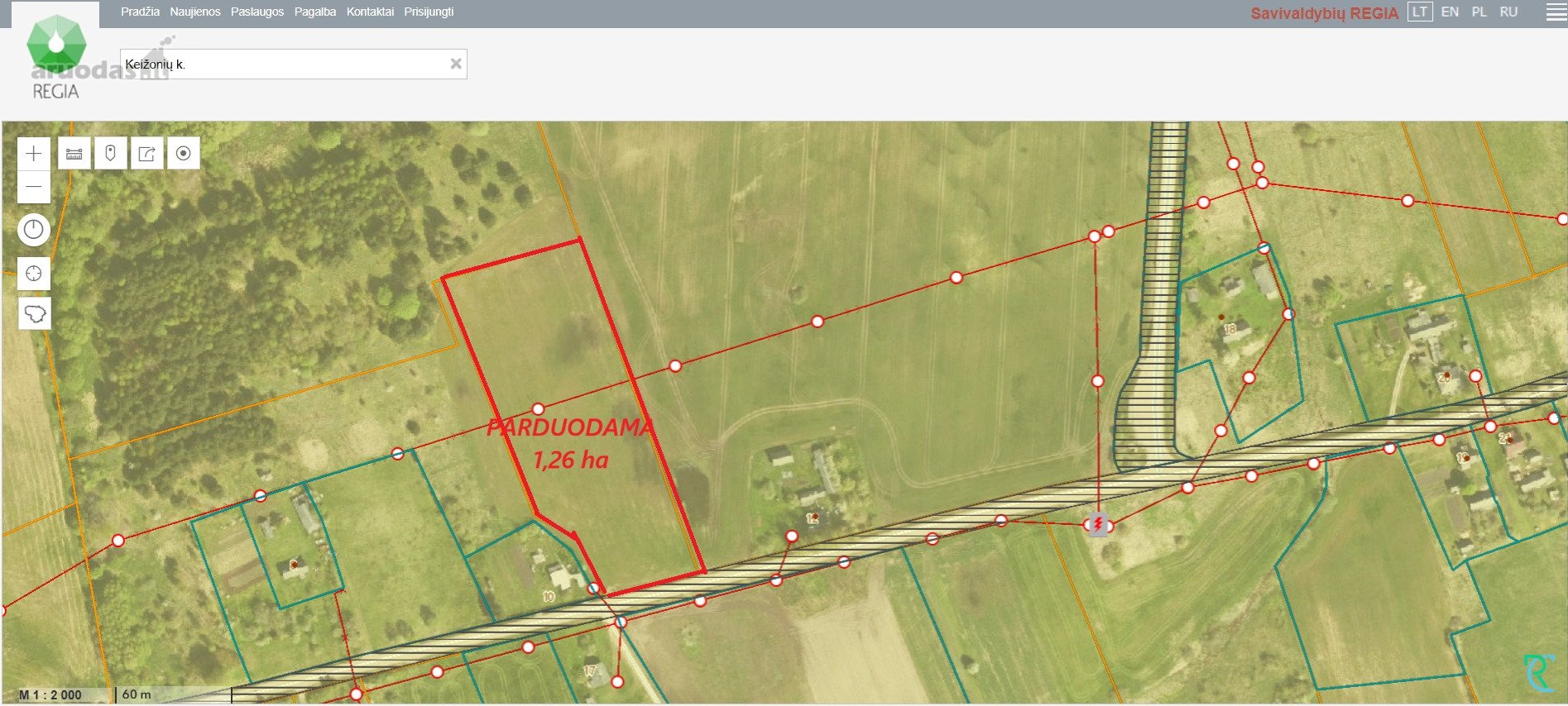 Upninkų sen., Keižonių k. parduodama 1,26 ha
