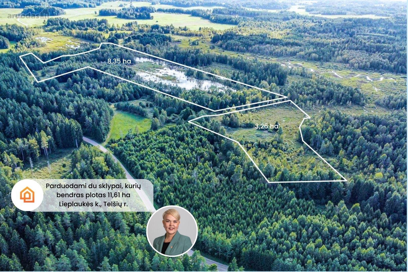 Parduodami du 11,61 ha bendro ploto sklypai