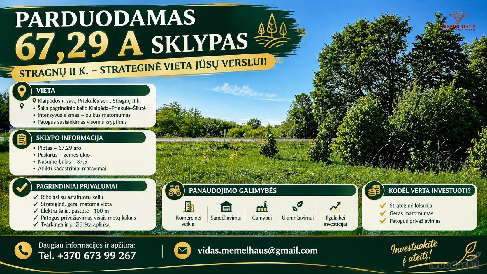 Parduodamas 67,29 A Sklypas Stragnų II K. –