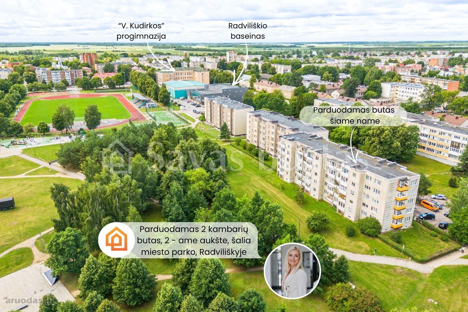 Parduodamas 2 kambarių butas 2 - ame aukšte,
