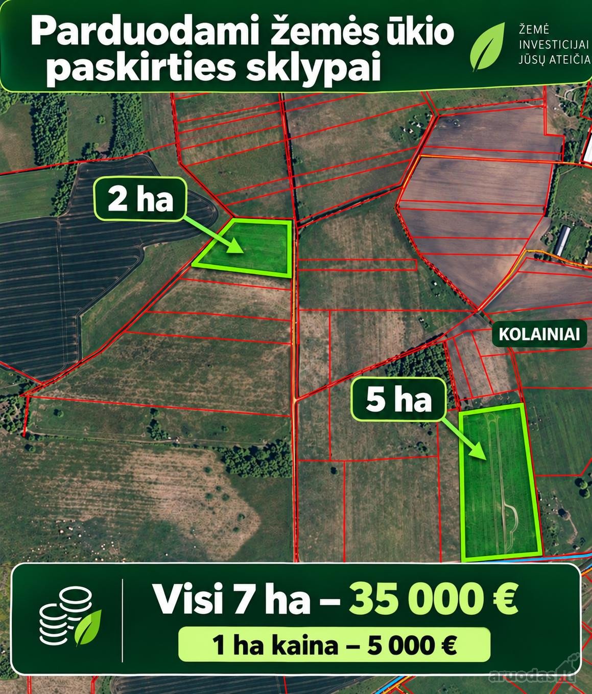 Parduodami 7 Ha Žemės Ūkio Paskirties Sklypai