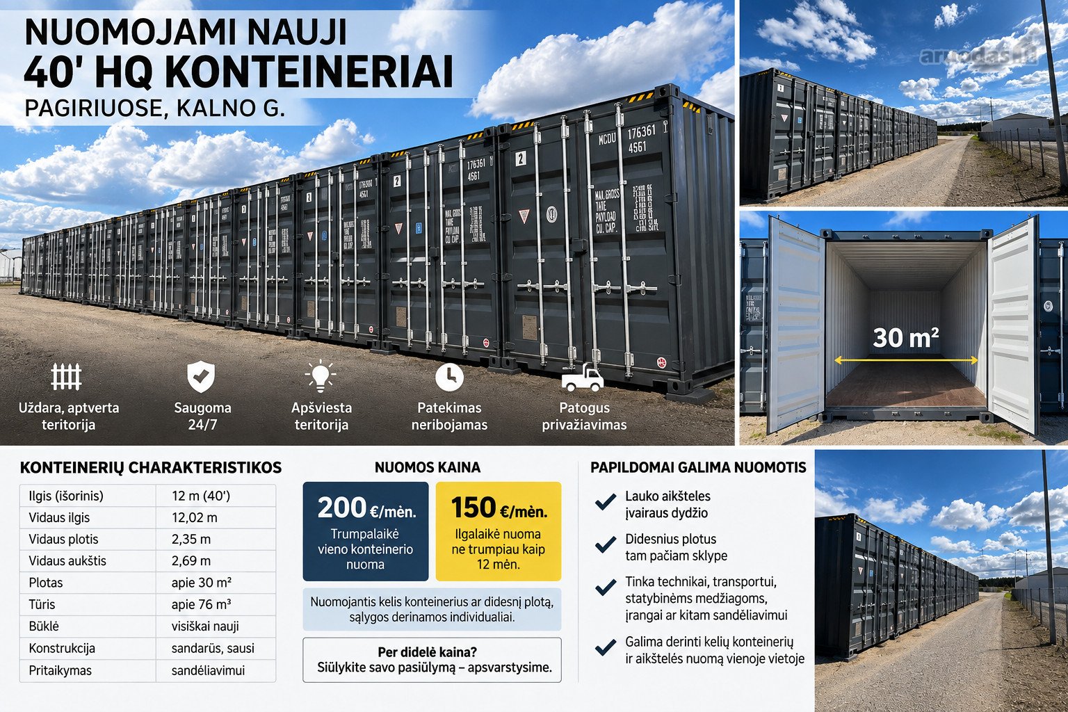 Nuomojami Nauji 40' Hq Konteineriai Ir