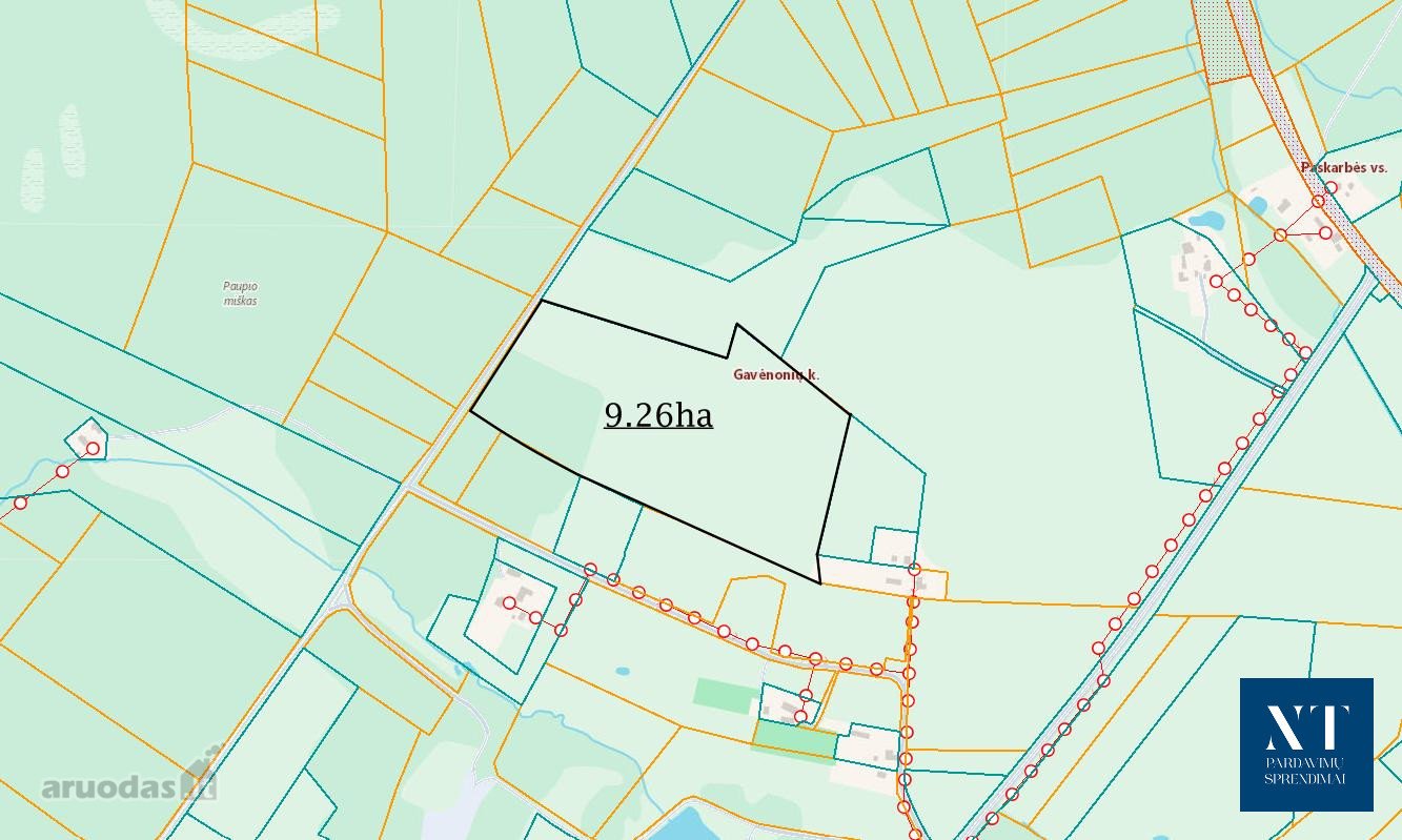 Parduodamas 9.26 ha žemės ūkio su mišku