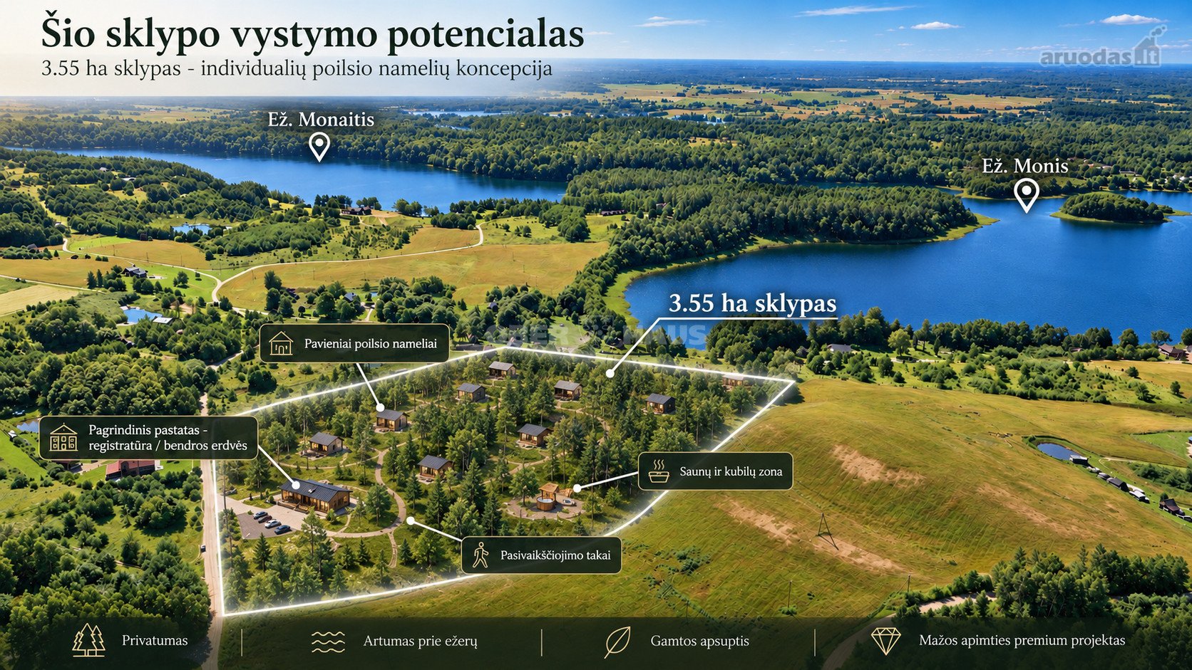 Parduodamas 3,55 Ha Rekreacinis Sklypas Šalia