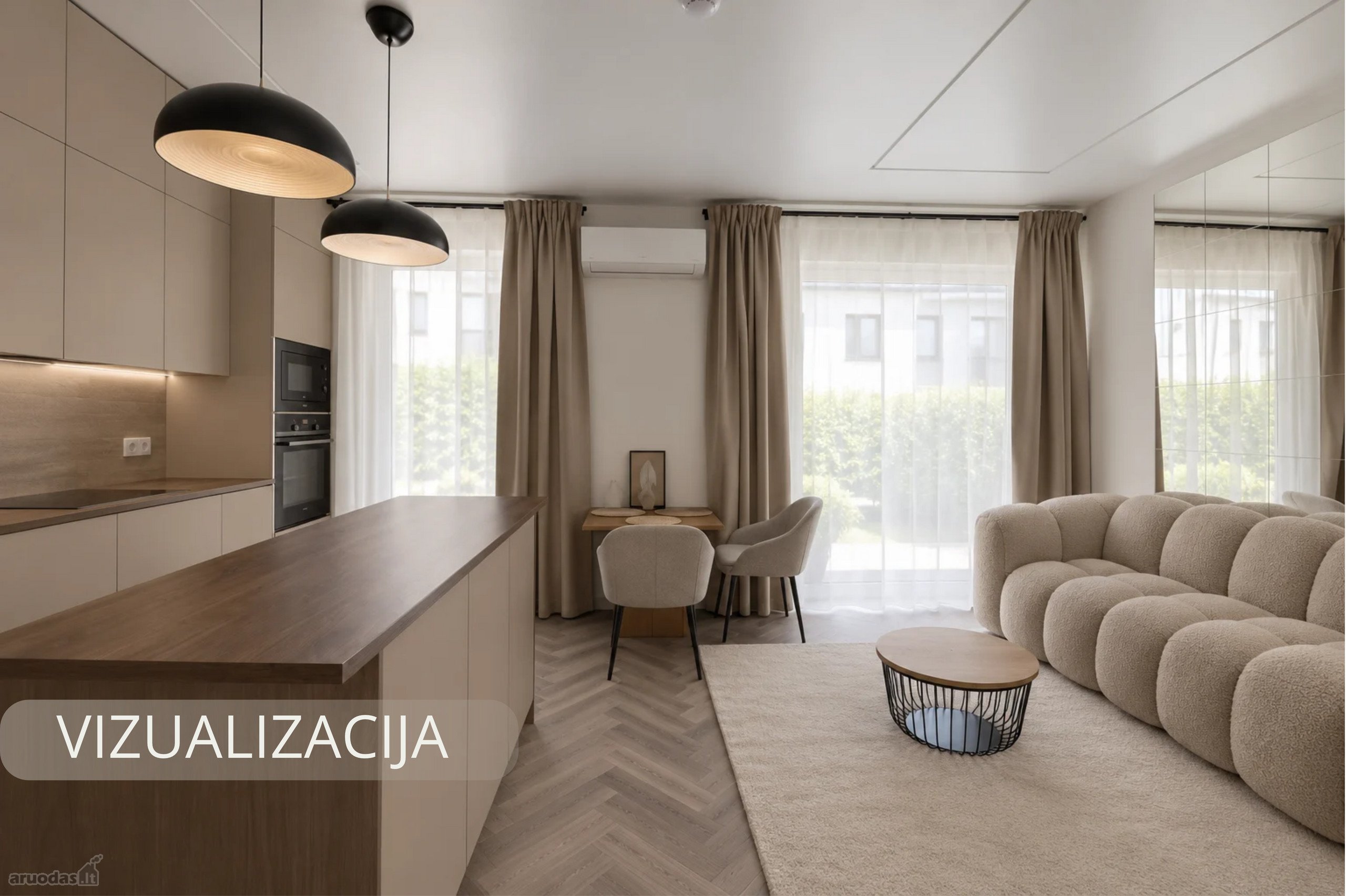 Modernus 3 kambarių butas miesto centre su