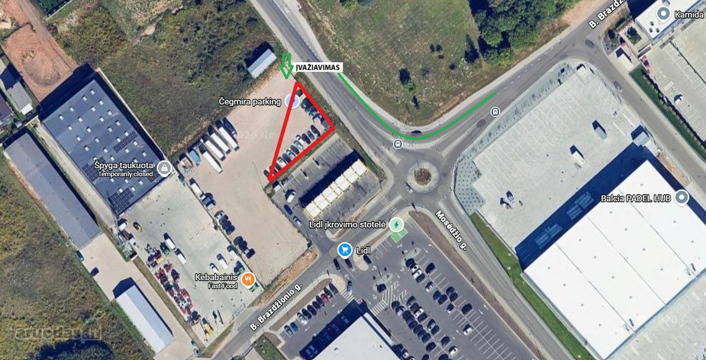 Nuomojamas plotas/automobilių aikštelė prie