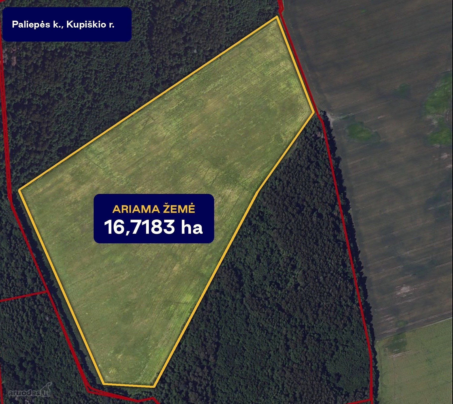  Parduodamas  16,7 ha žemės ūkio paskirties