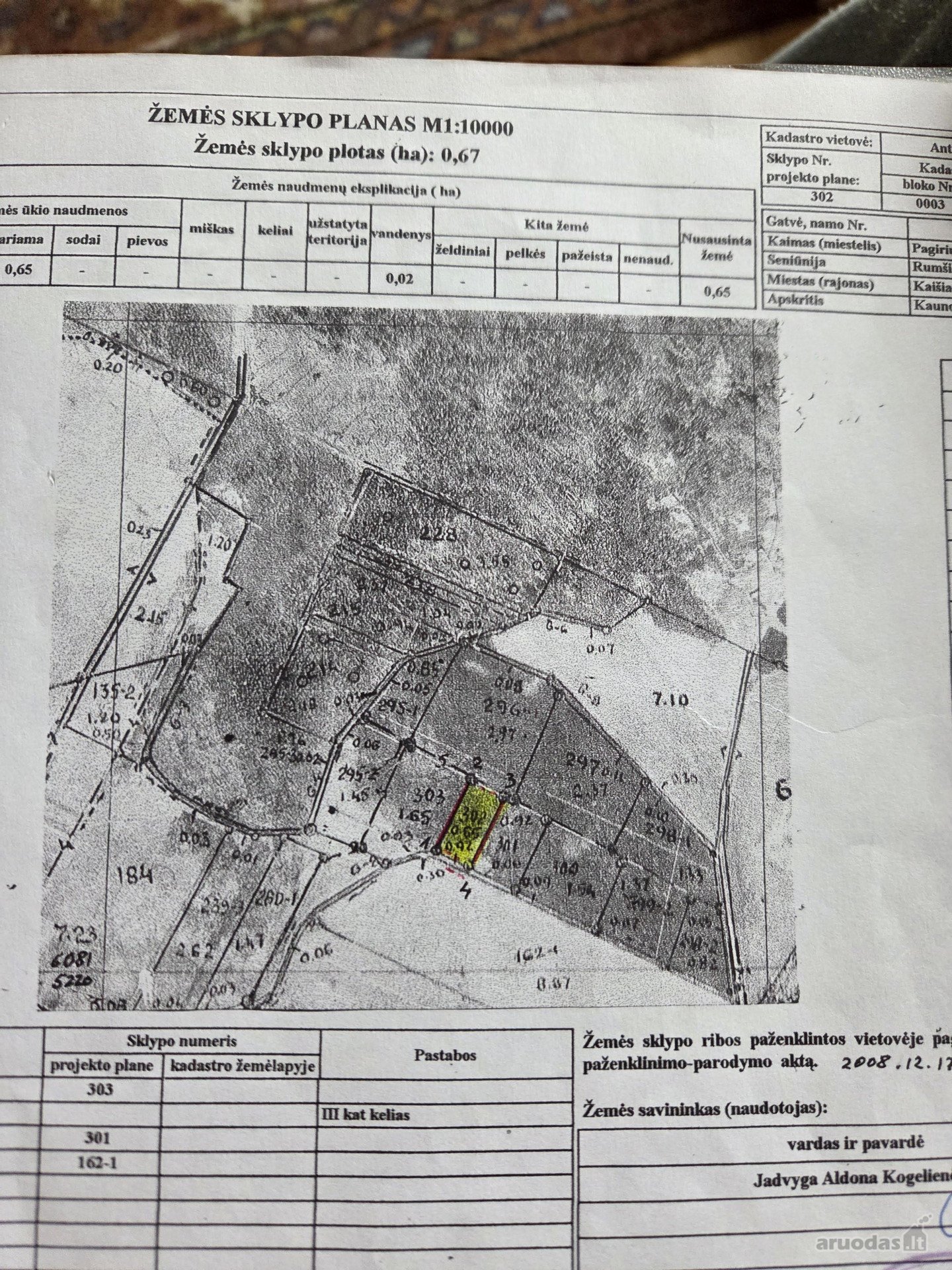 Parduodamas 0,67 ha žemės ūkio paskirties