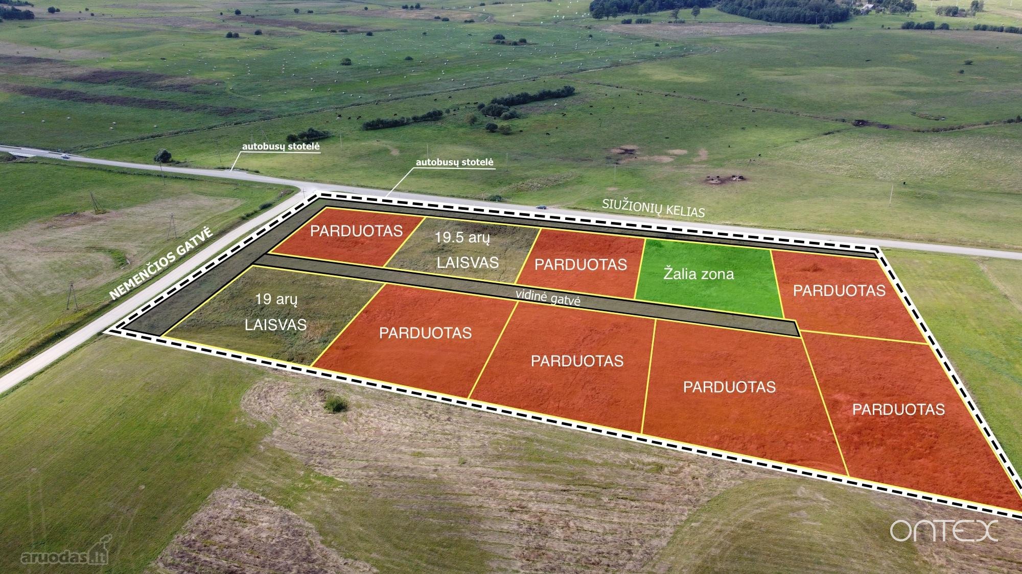Parduodamas namų valdos sklypų masyvas 7km už