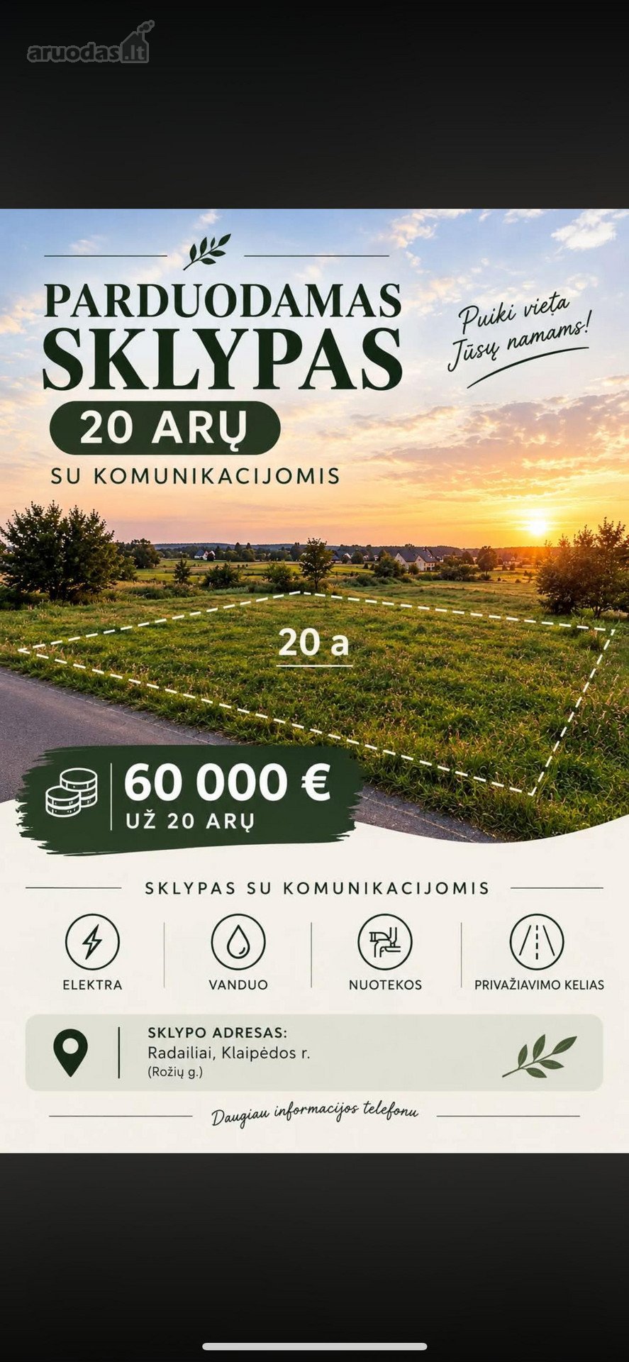 Parduodamas 20 Arų Sklypas Šimkuose, Klaipėdos R.