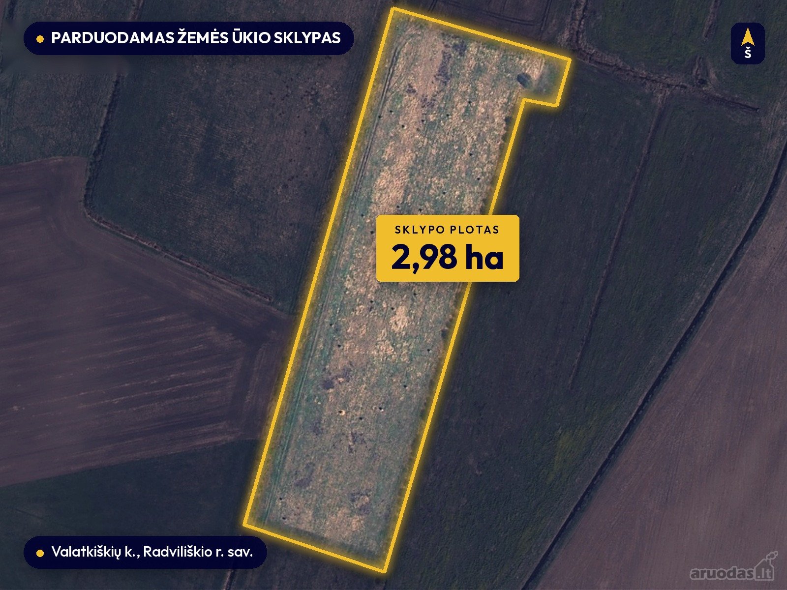  Parduodamas  žemės ūkio sklypas 2,98 ha,