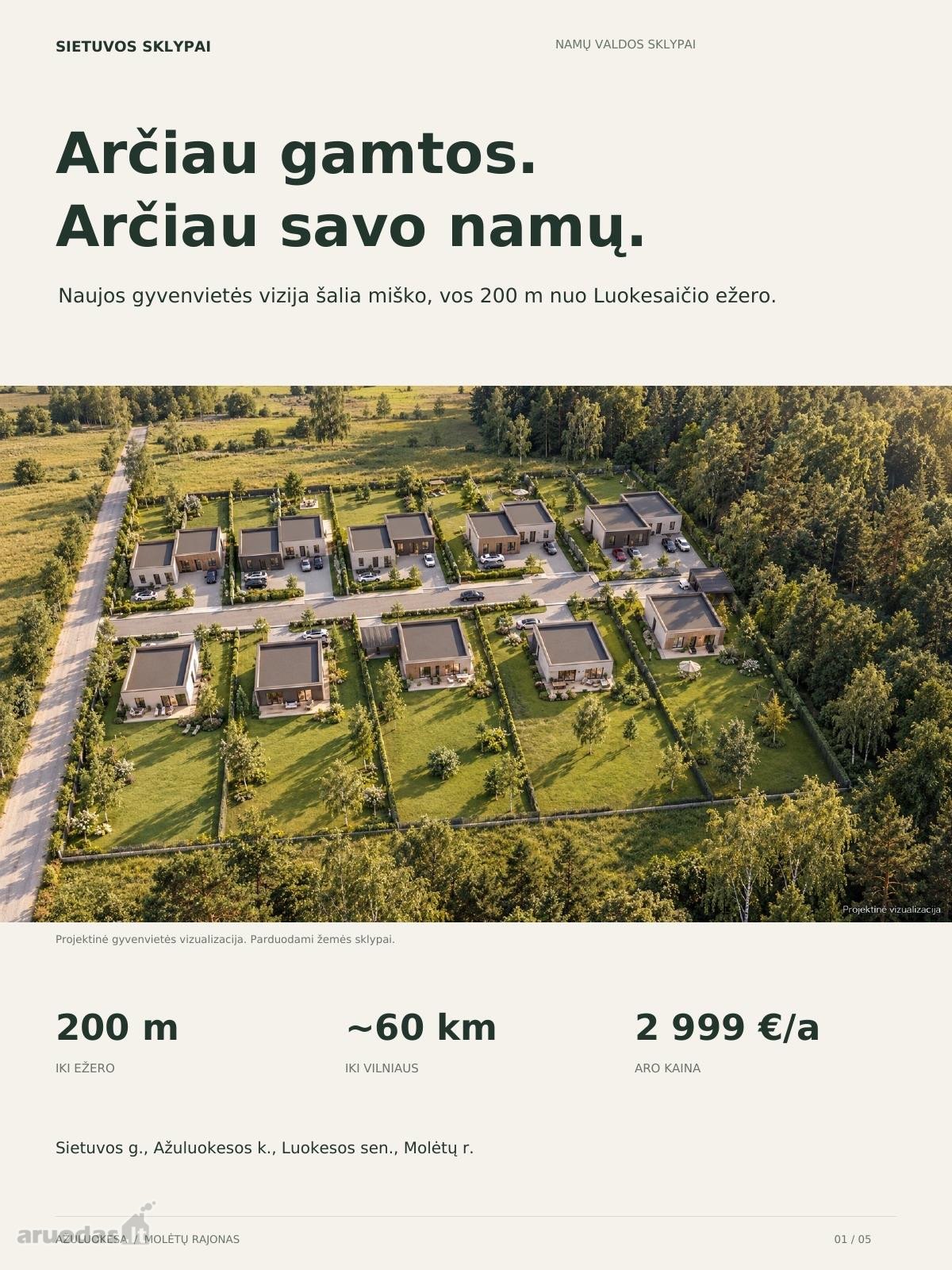 Namų valdos sklypai prie miško, 200 m iki