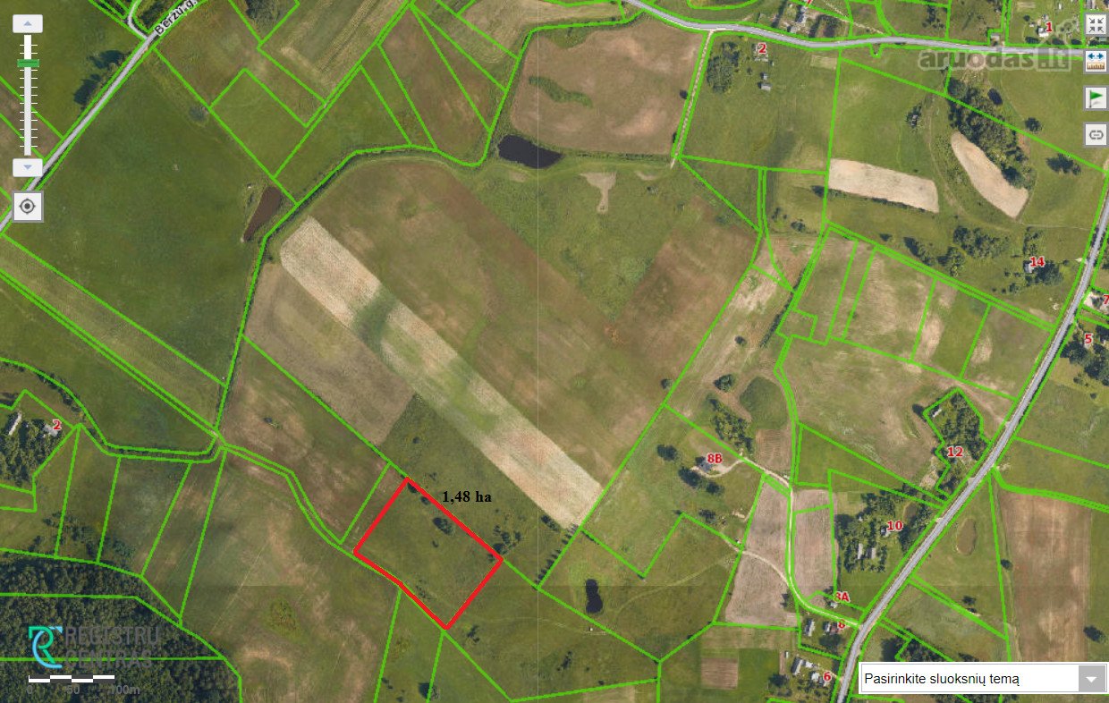 1,48 ha žemės ūkio paskirties žemės sklypas,
