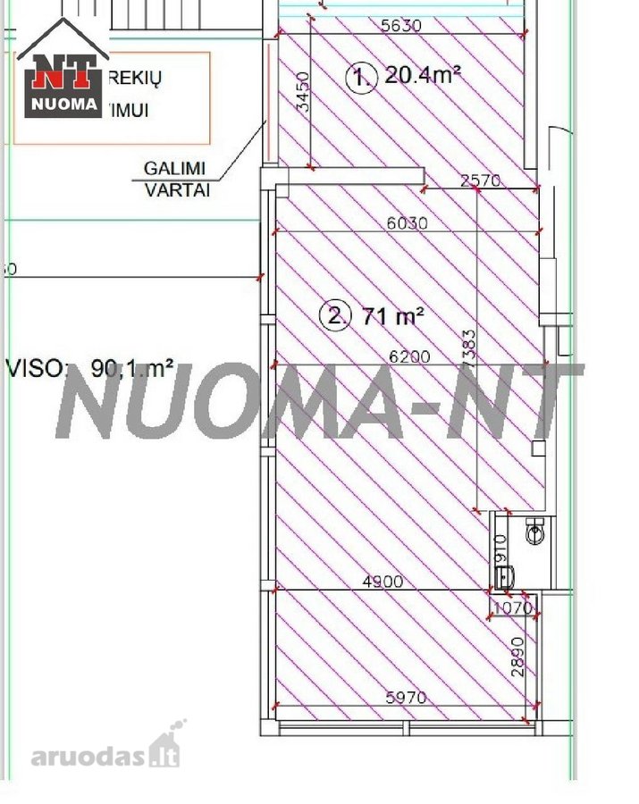 Patalpos nuomai, Vilniuje Naujininkuose Metalo g. patalpos nuomai