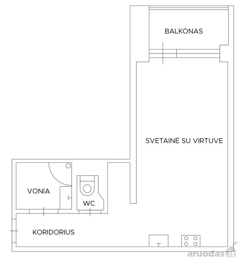 Katik suremontuotas, jaukus, studijos tipo - nuotraukos Nr. 6