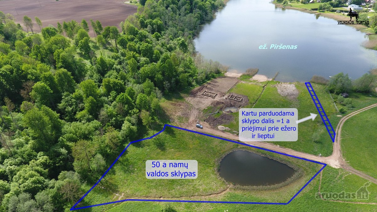 50a namų valdos sklypas prie Piršeno ežero