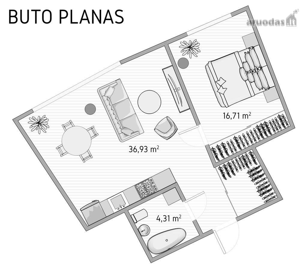 Išnuomojamas erdvus, jaukus ir šviesus 2-jų - nuotraukos Nr. 17
