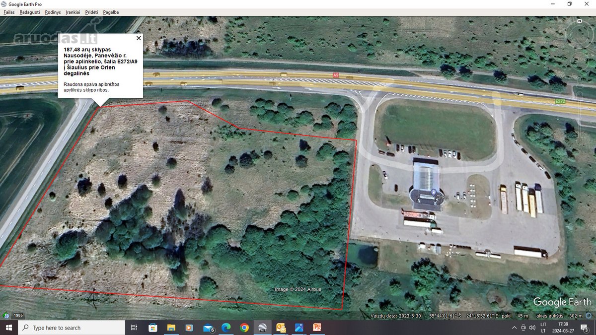 Parduodamas 1,87 ha sklypas strategiškai