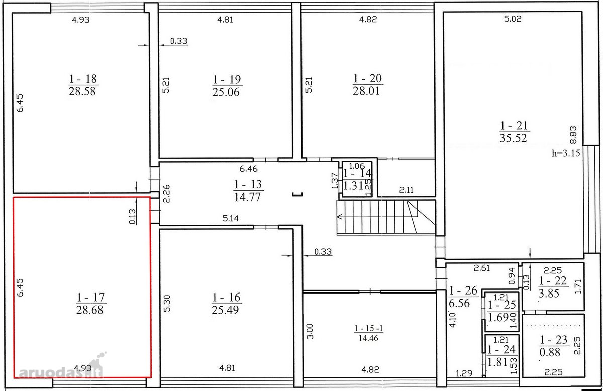 Nuomojamos 28,68 m2 bendro ploto - nuotraukos Nr. 4
