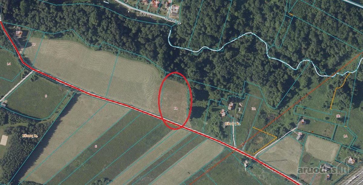 Greta didelio šlaito, miško ir upės,