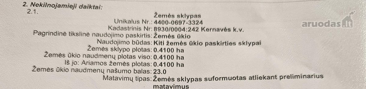 Žemės sklypas prie pat Kernavės kultūrinio