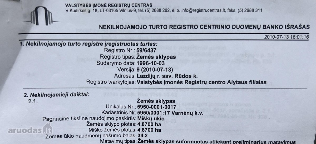 Parduodamas miškų ūkio žemės sklypas Lazdijų - nuotraukos Nr. 3