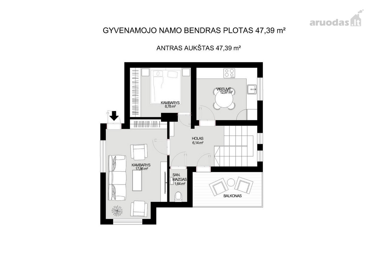 Parduodama namo dalis su žemės sklypu už Buto - nuotraukos Nr. 23