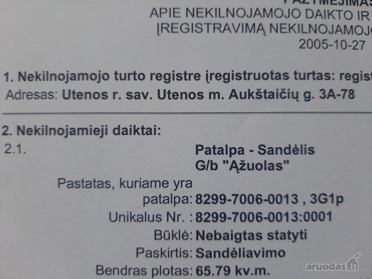 Patalpa-sandelis (garažas) 65,8 kv. su - nuotraukos Nr. 2