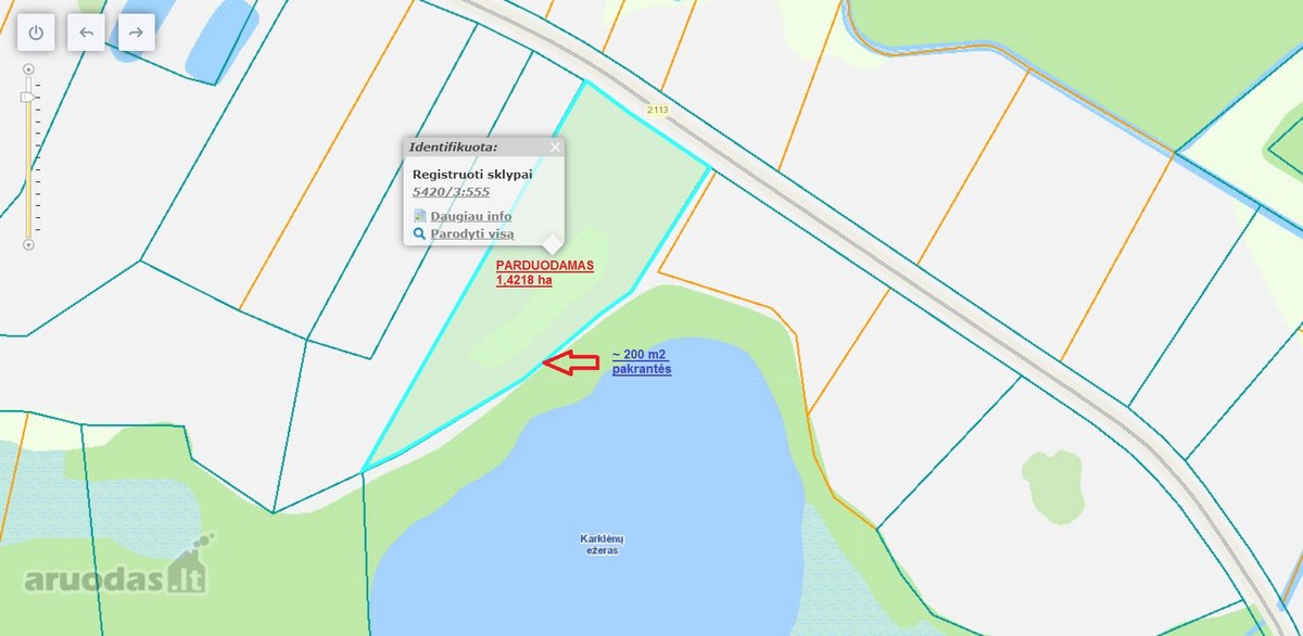 Parduodamas 1.4218 ha žemės ūkio sklypas